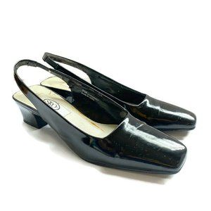 Vintage SRO patent leather black sling back